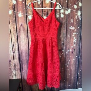 Adelyn Rae Vibrant Red Lace Dress
